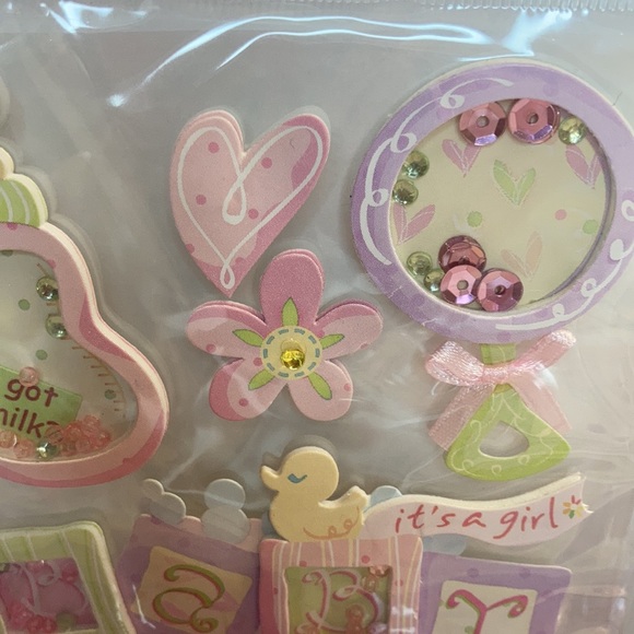 Mark Richards Scrapbook Stickers Card Making Baby Girl Rattle Bottle Paper Craft - Picture 5 of 13